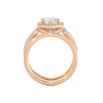 1 1/2 ctw Round Lab Grown Diamond Halo Bridal Set Ring