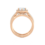 1 1/2 ctw Round Lab Grown Diamond Halo Bridal Set Ring