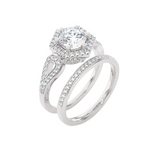 1 1/2 ctw Round Lab Grown Diamond Halo Bridal Set Ring