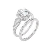 1 1/2 ctw Round Lab Grown Diamond Halo Bridal Set Ring
