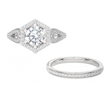 1 1/2 ctw Round Lab Grown Diamond Halo Bridal Set Ring