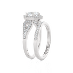 1 1/2 ctw Round Lab Grown Diamond Halo Bridal Set Ring