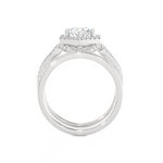 1 1/2 ctw Round Lab Grown Diamond Halo Bridal Set Ring