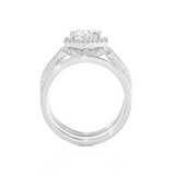 1 1/2 ctw Round Lab Grown Diamond Halo Bridal Set Ring
