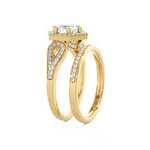 1 1/2 ctw Round Lab Grown Diamond Halo Bridal Set Ring