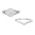 3/4 ctw Round Lab Grown Diamond Halo Bridal Set Ring