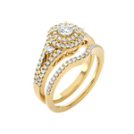 3/4 ctw Round Lab Grown Diamond Halo Bridal Set Ring