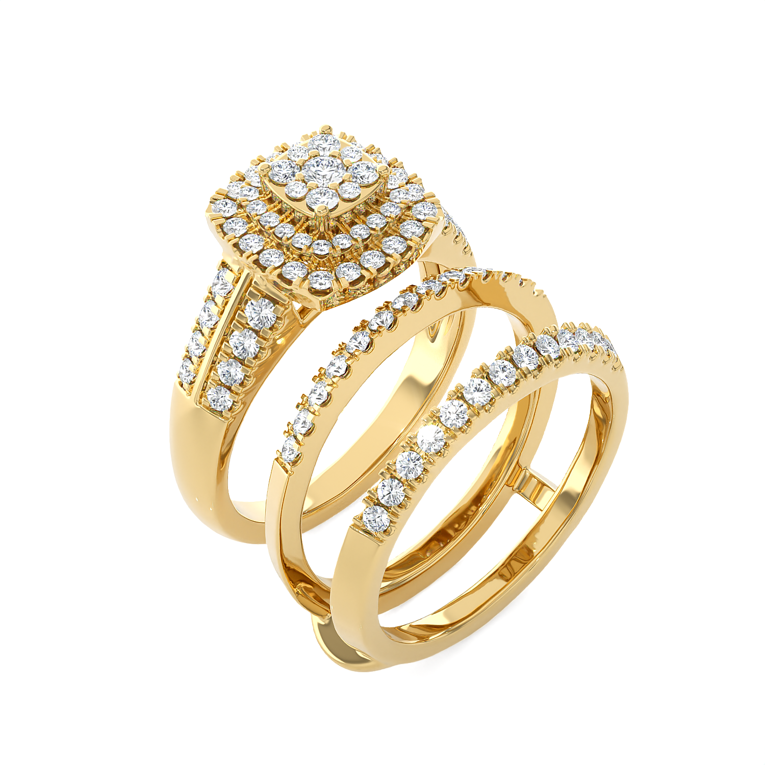1 ctw Round Lab Grown Diamond Halo Bridal Set Ring