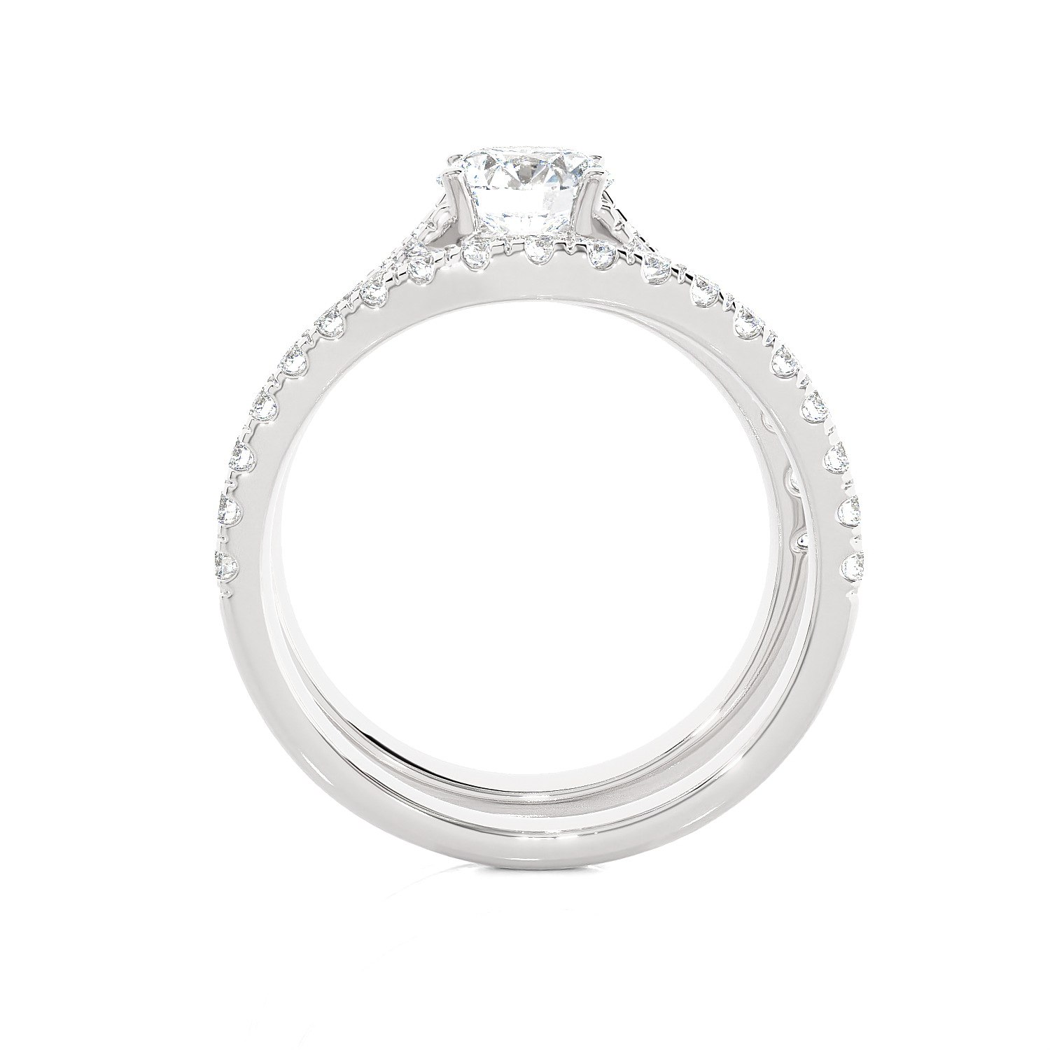 2 ctw Round Lab Grown Diamond Side Stone Bridal Set Ring