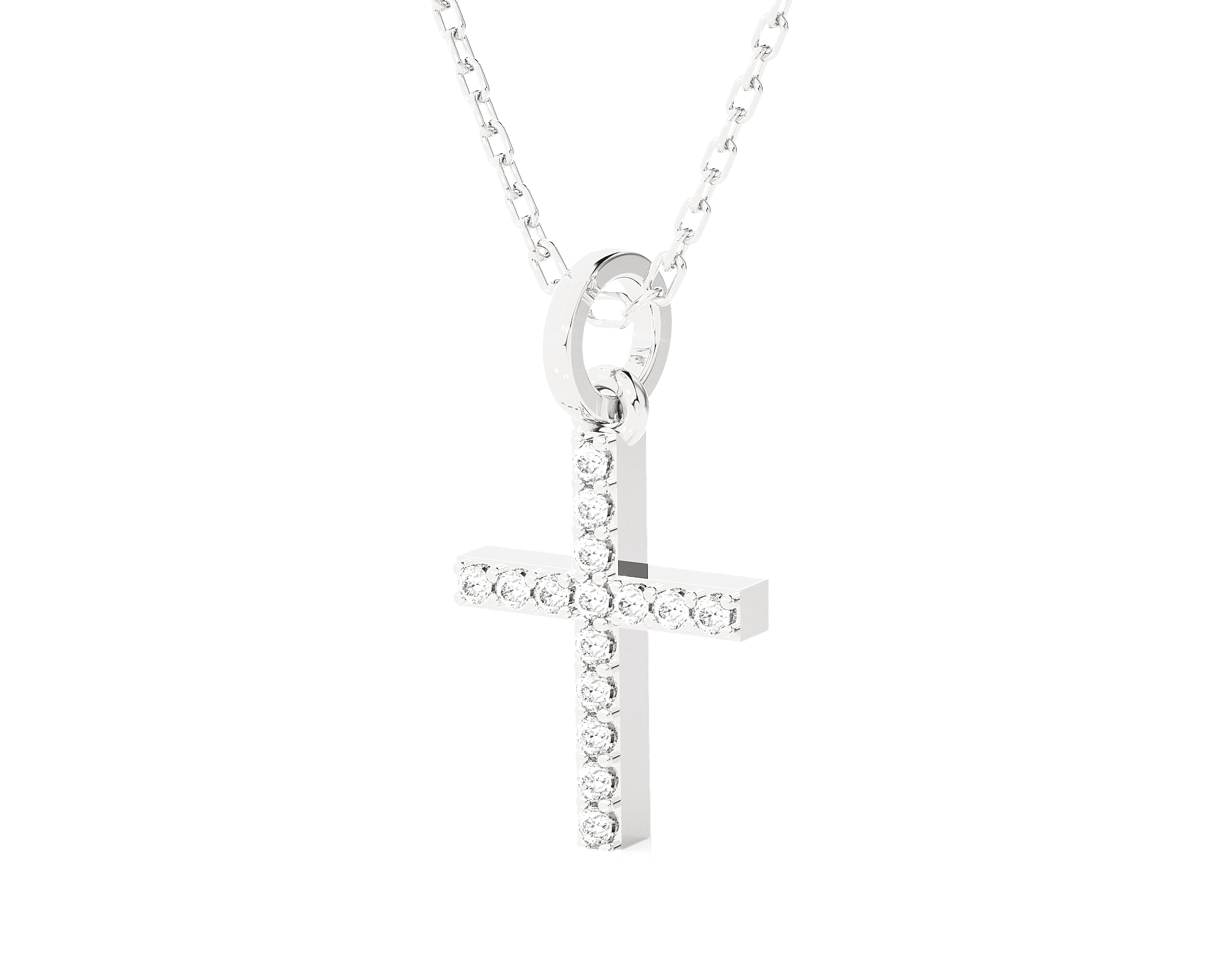 1/10  ctw Round Lab Grown Diamond Cross Pendant