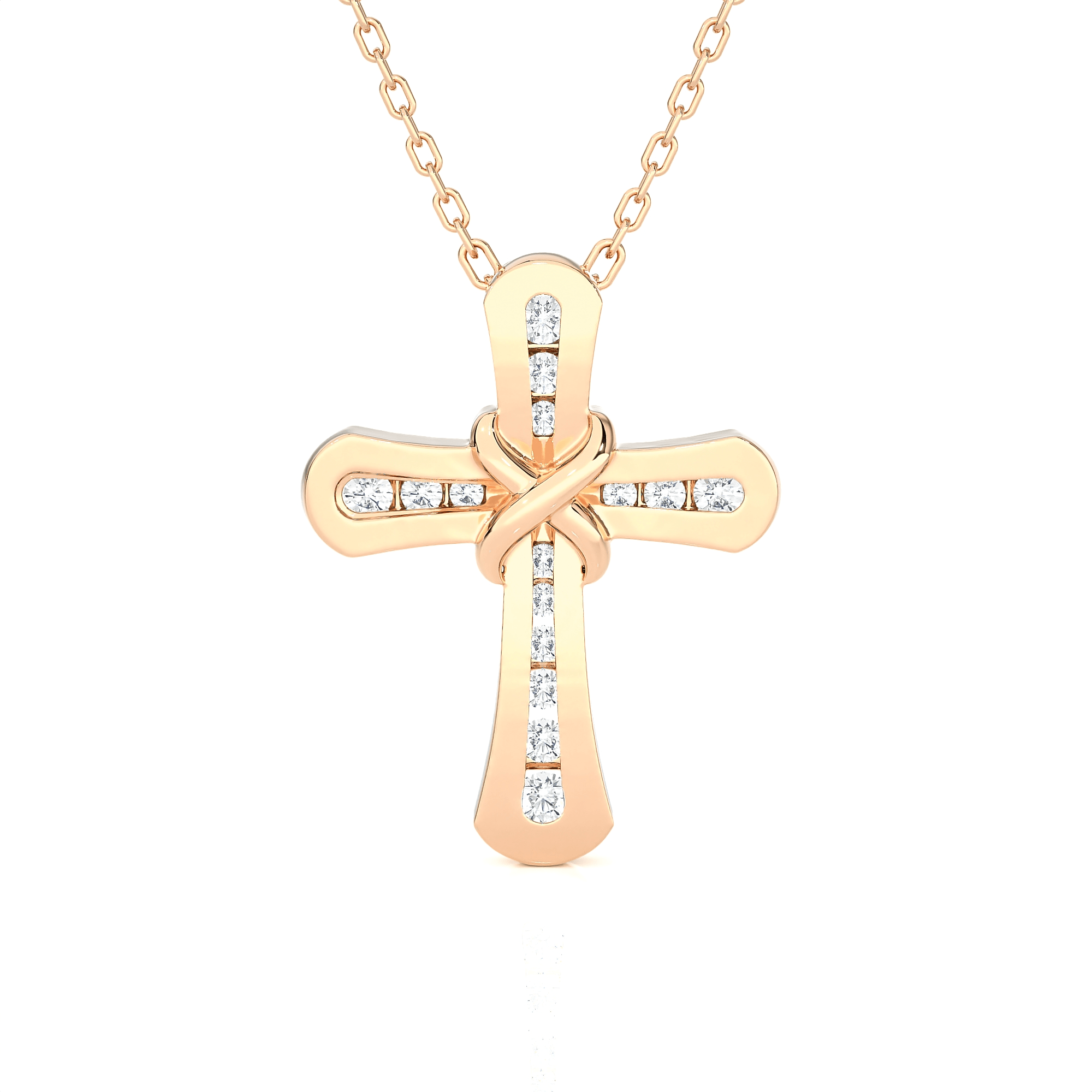 1/10  ctw Round Lab Grown Diamond Cross Pendant
