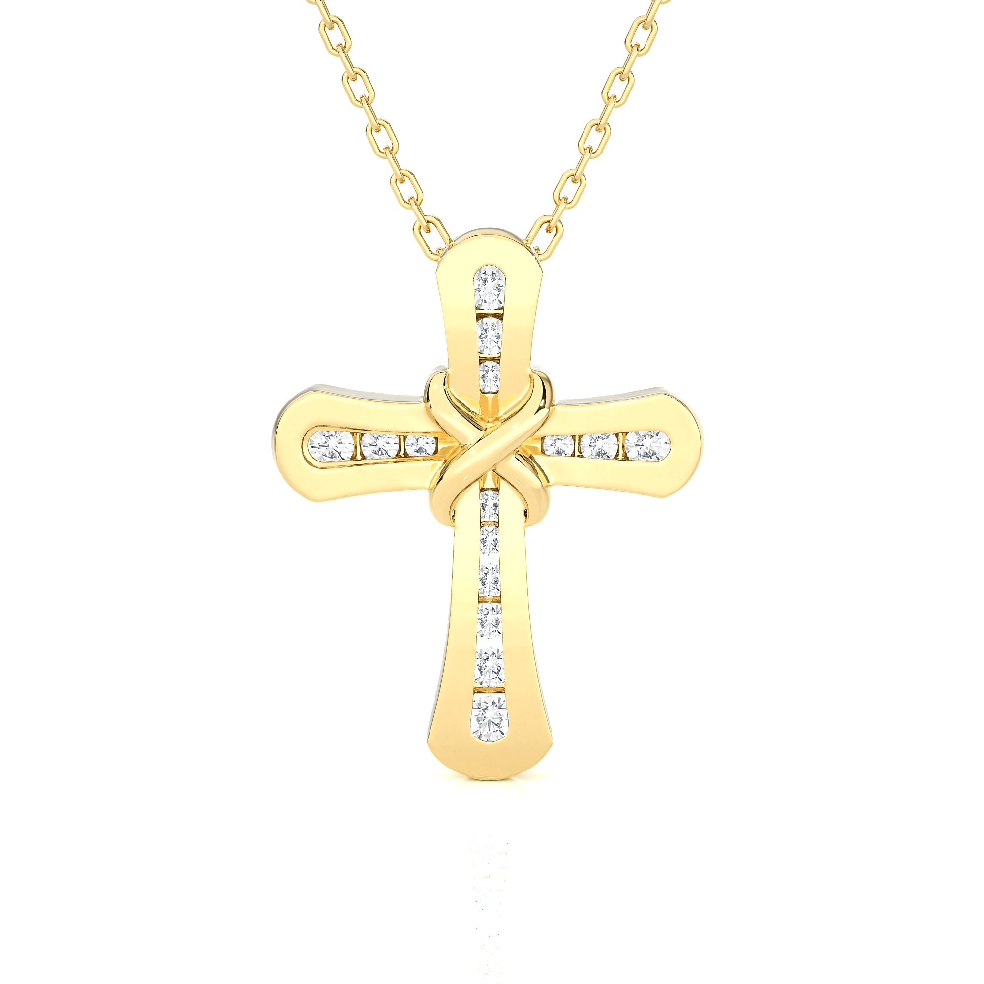 1/10  ctw Round Lab Grown Diamond Cross Pendant
