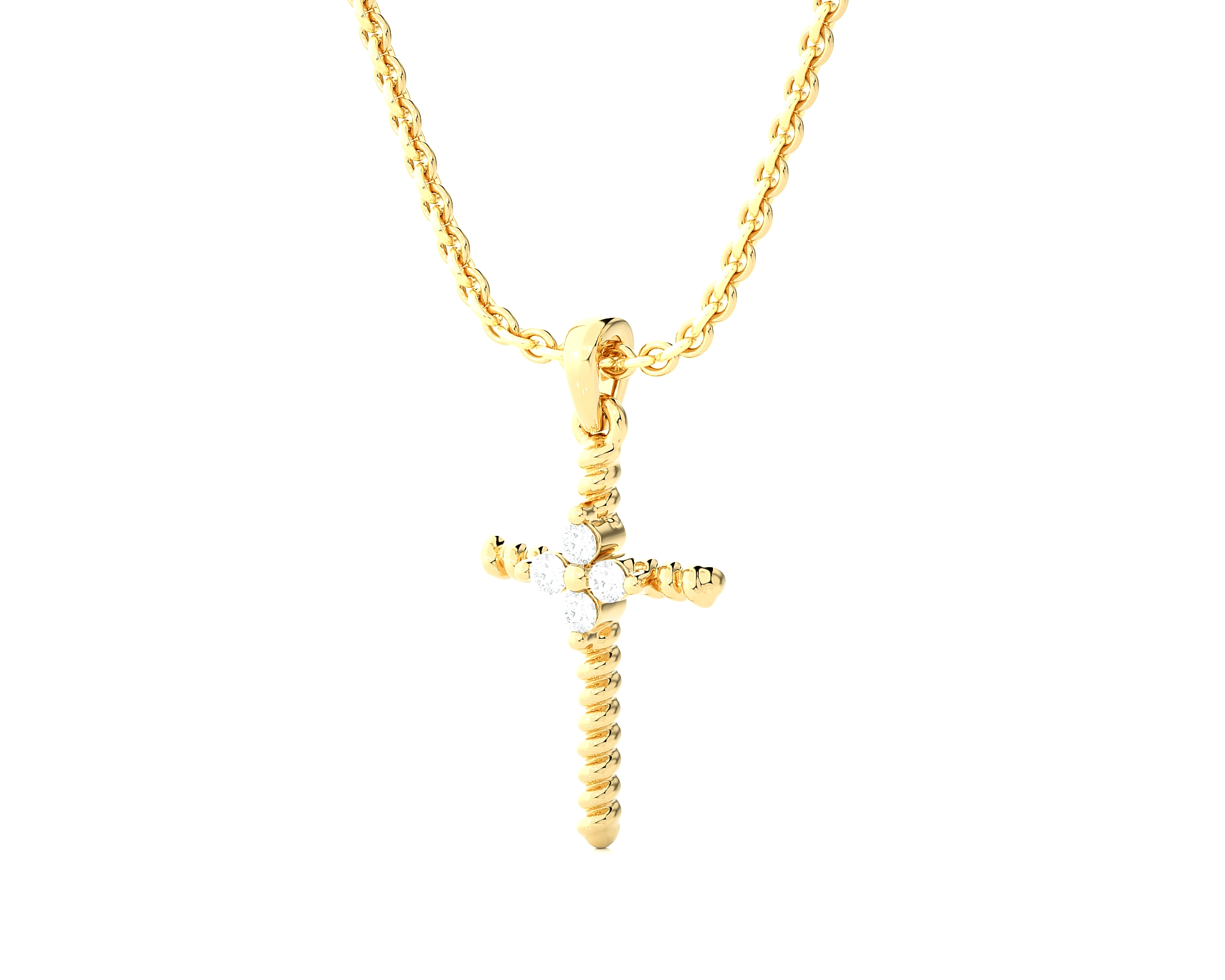 1/10  ctw Round Lab Grown Diamond Cross Pendant