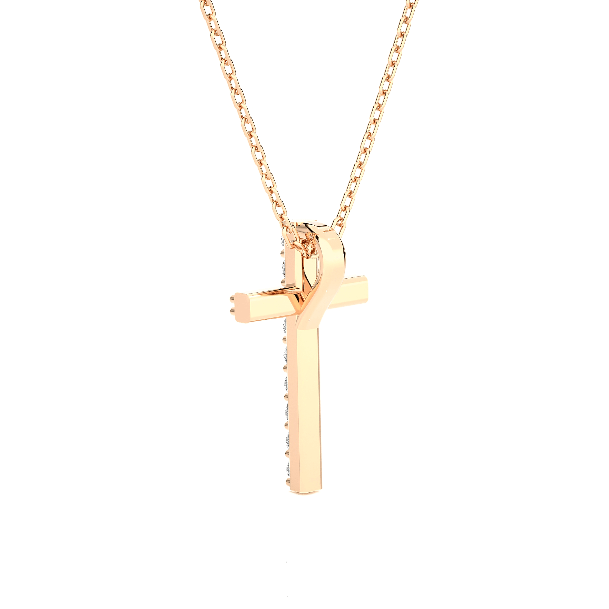 1/8  ctw Round Lab Grown Diamond Cross Pendant