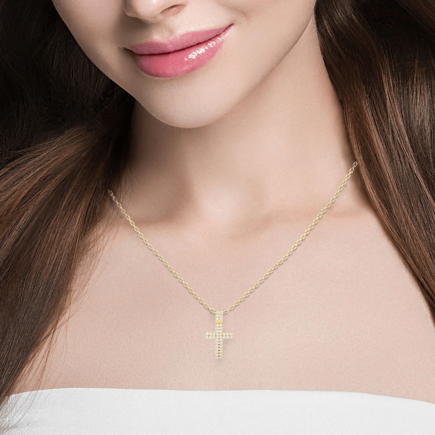 7/8  ctw Round Lab Grown Diamond Cross Pendant