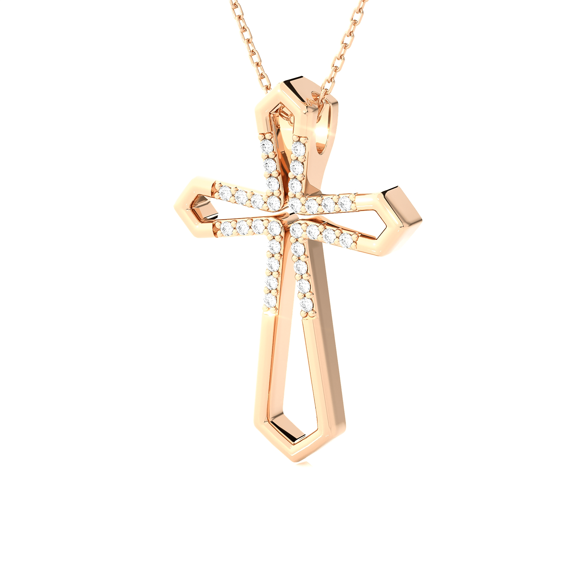 1/8  ctw Round Lab Grown Diamond Cross Pendant