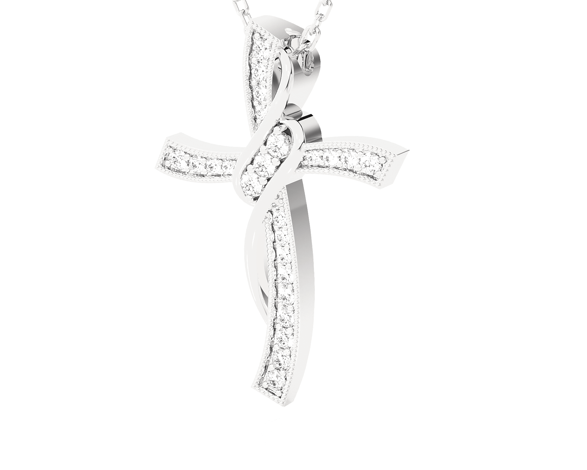 1/4  ctw Round Lab Grown Diamond Cross Pendant