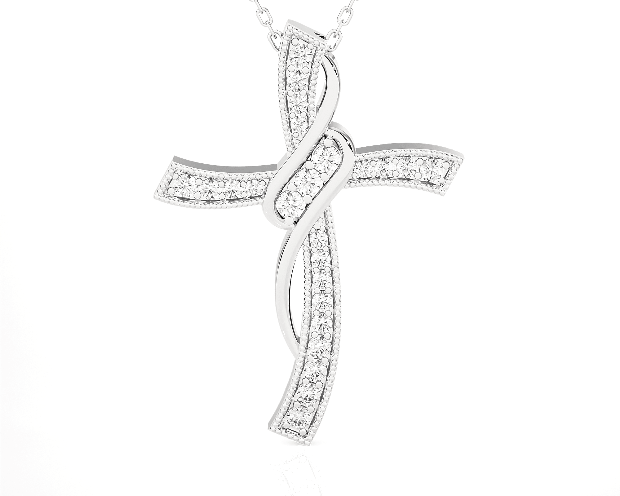 1/4  ctw Round Lab Grown Diamond Cross Pendant