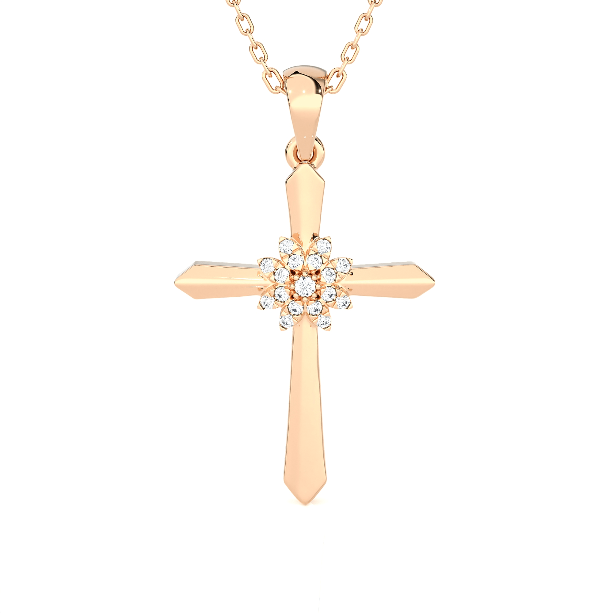 1/20  ctw Round Lab Grown Diamond Cross Pendant