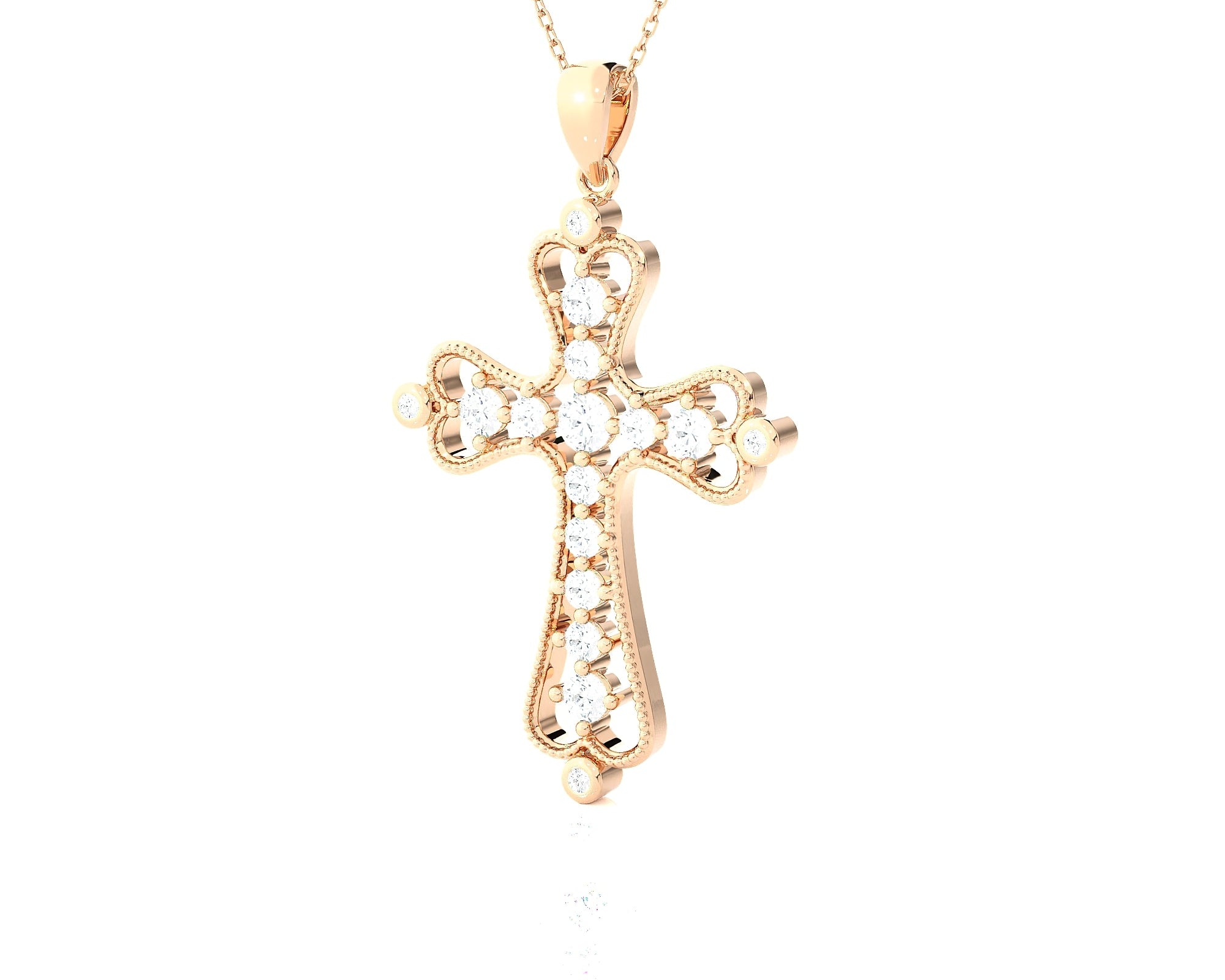 3/4 ctw Round Lab Grown Diamond Cross Pendant