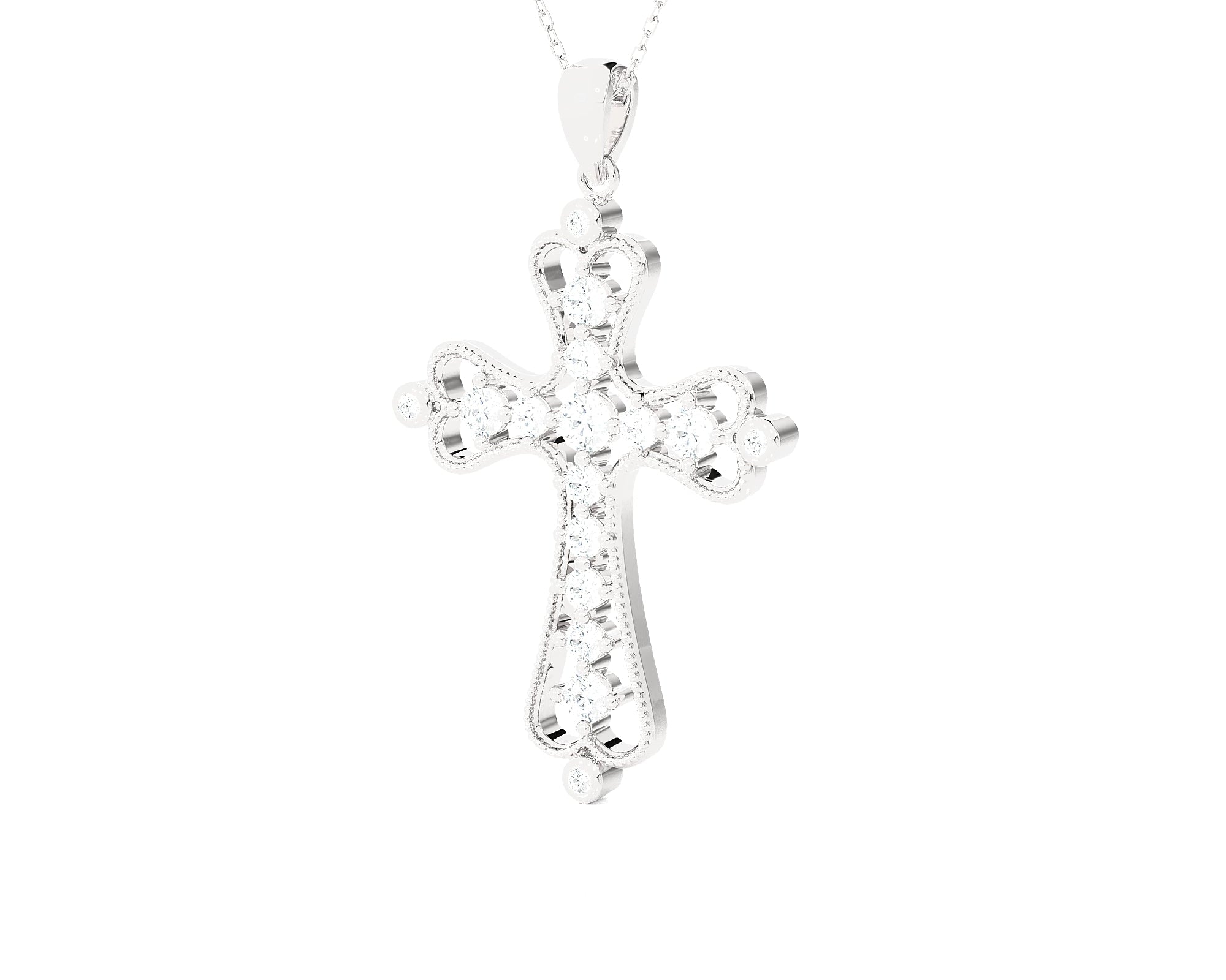 3/4 ctw Round Lab Grown Diamond Cross Pendant