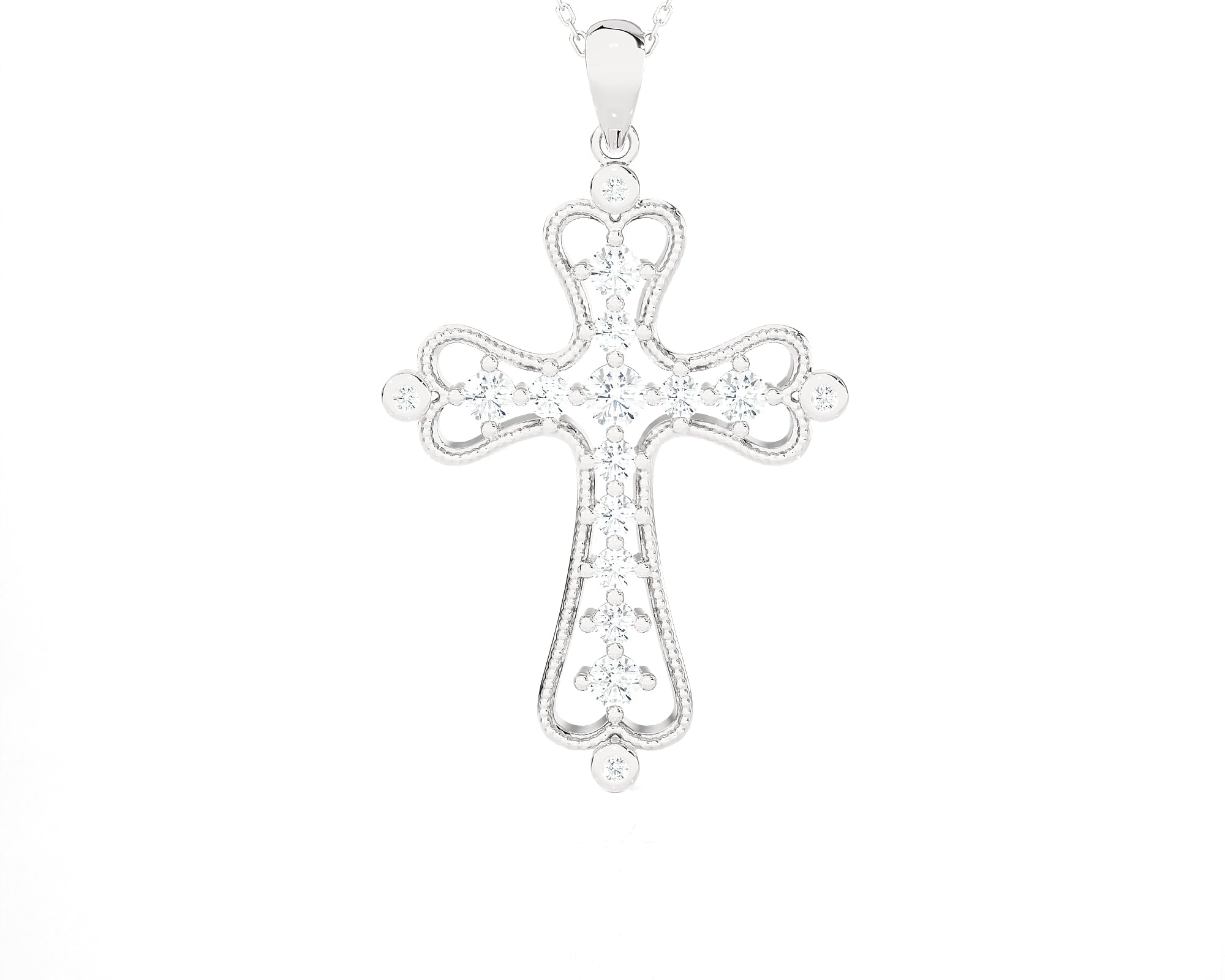 3/4 ctw Round Lab Grown Diamond Cross Pendant