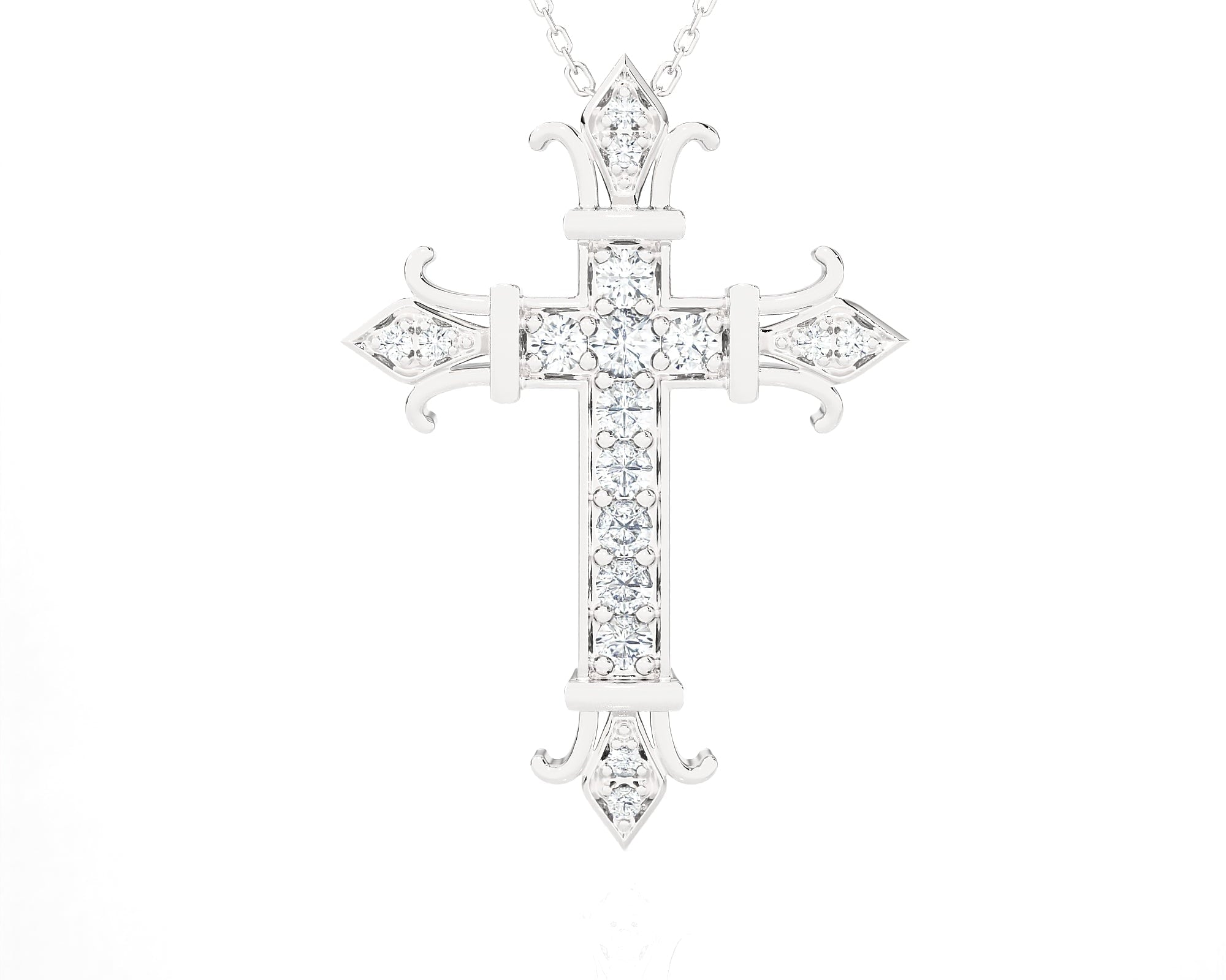 1/2 ctw Round Lab Grown Diamond Cross Pendant