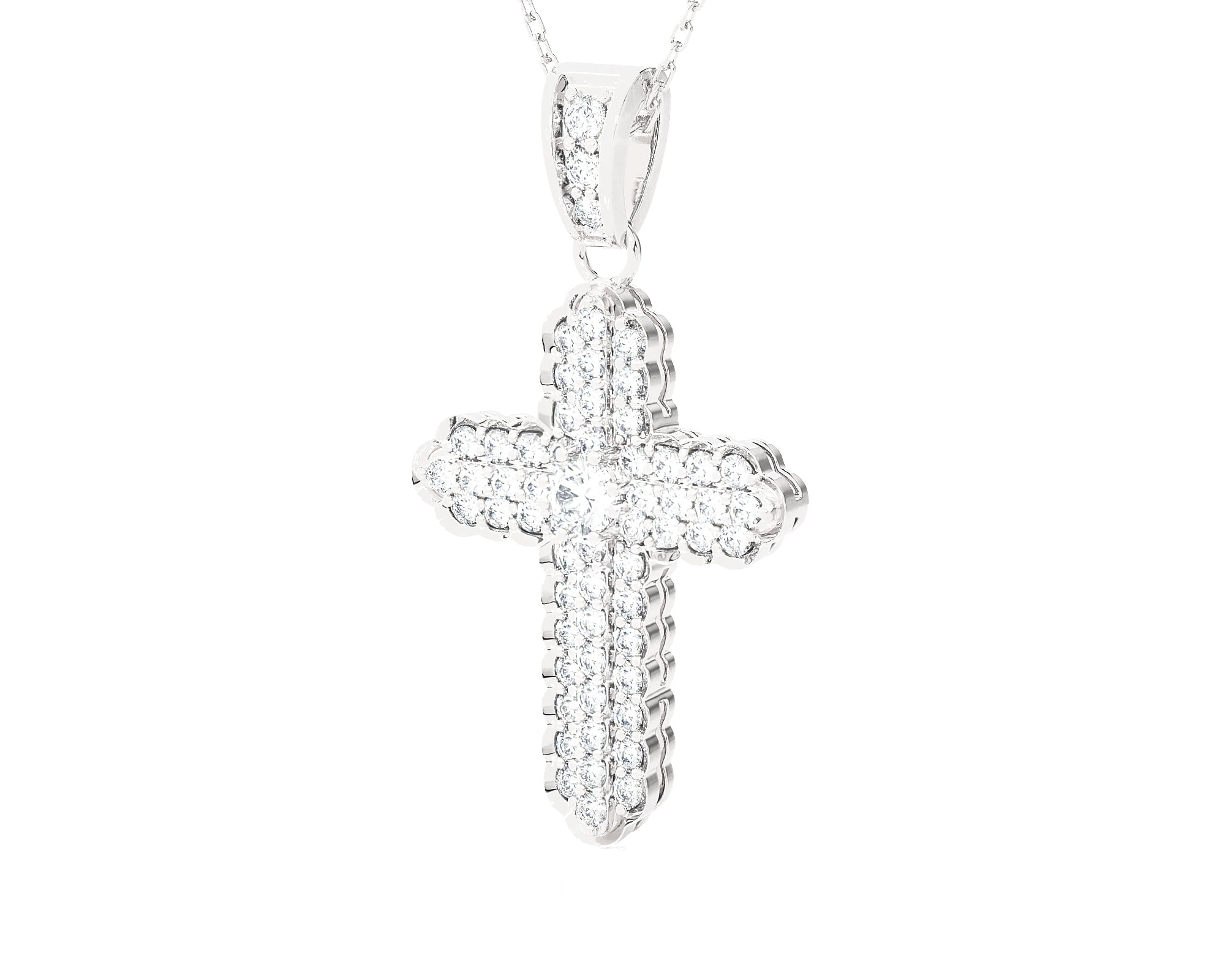 3/4 ctw Round Lab Grown Diamond Cross Pendant