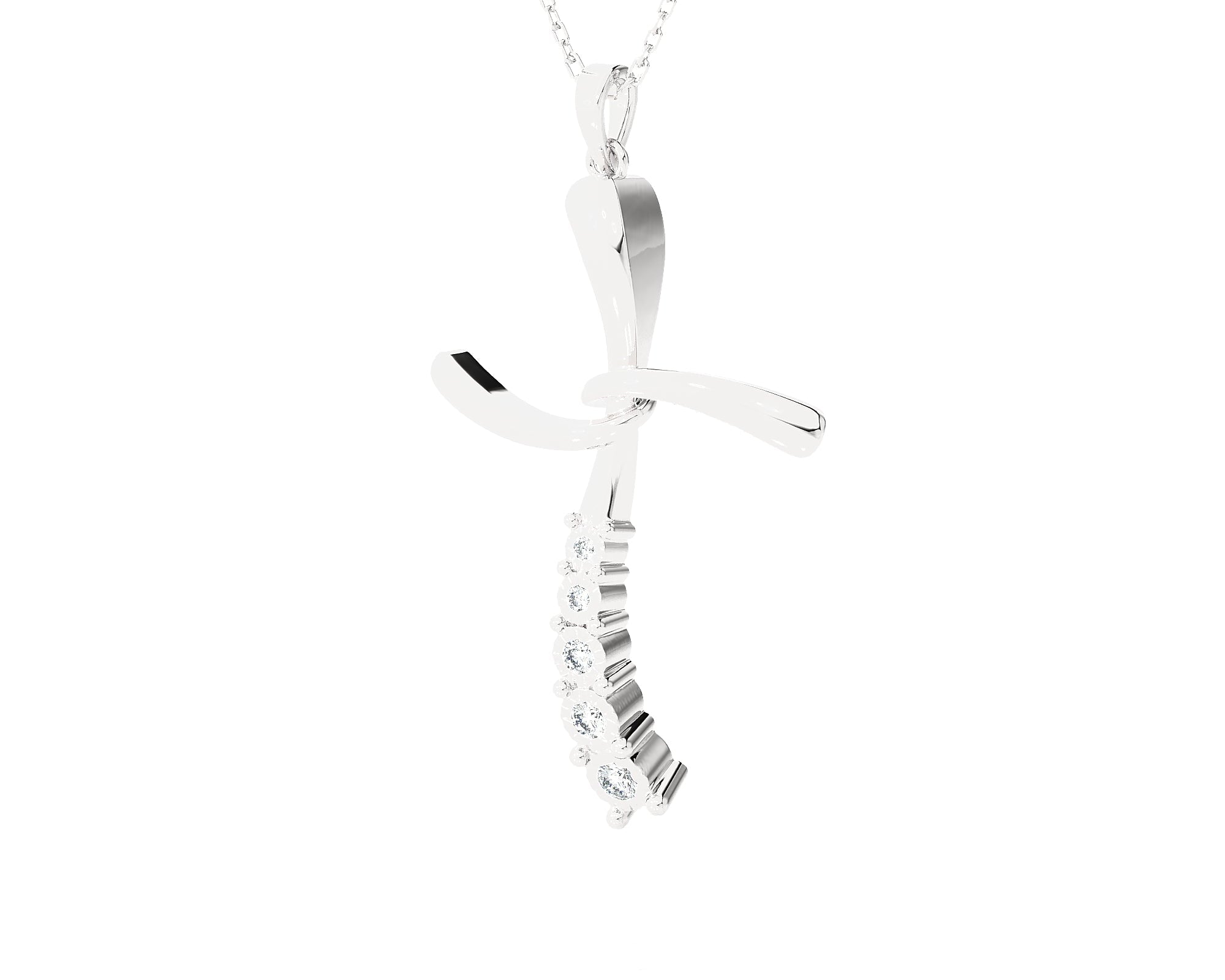 1/10 ctw Round Lab Grown Diamond Cross Pendant