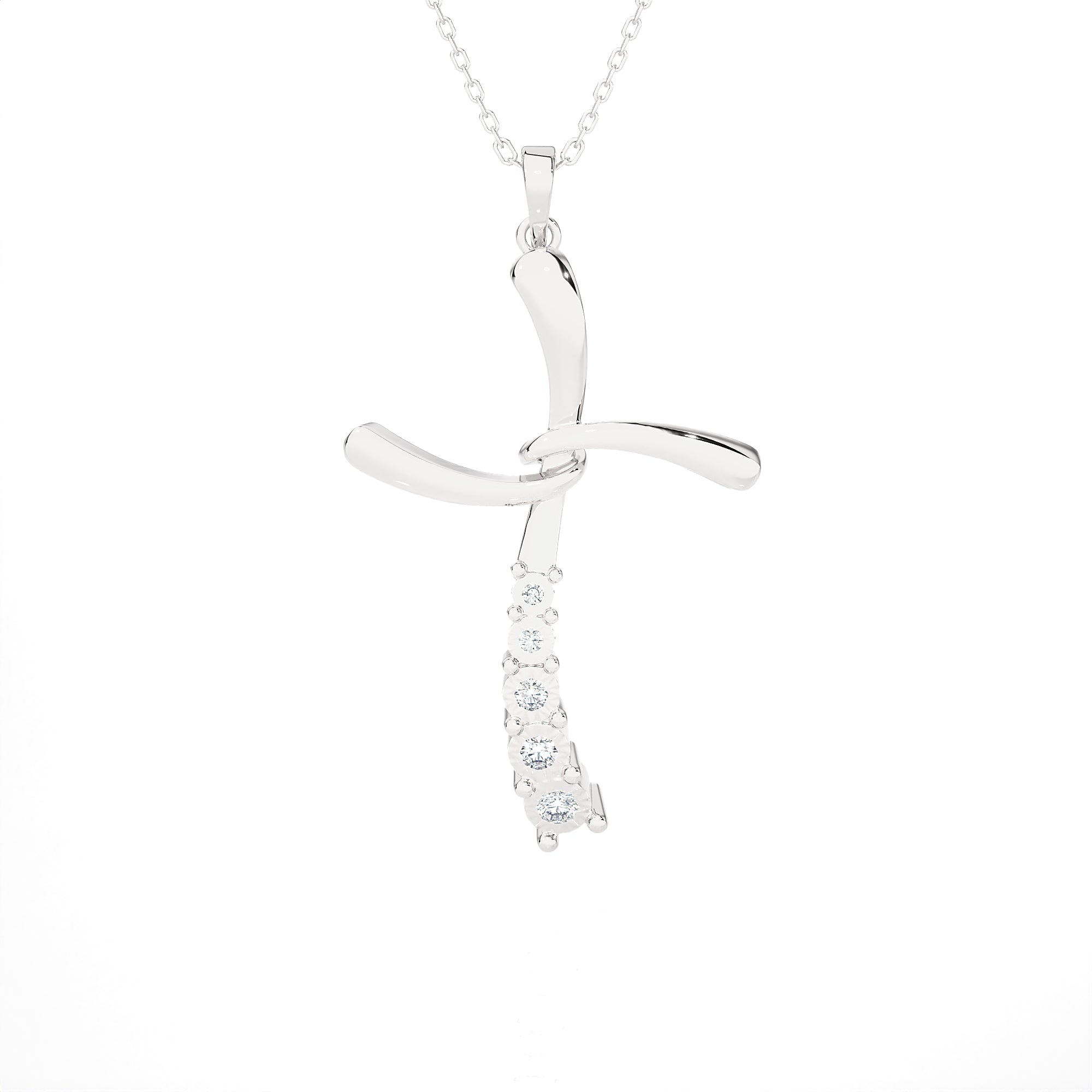 1/10 ctw Round Lab Grown Diamond Cross Pendant