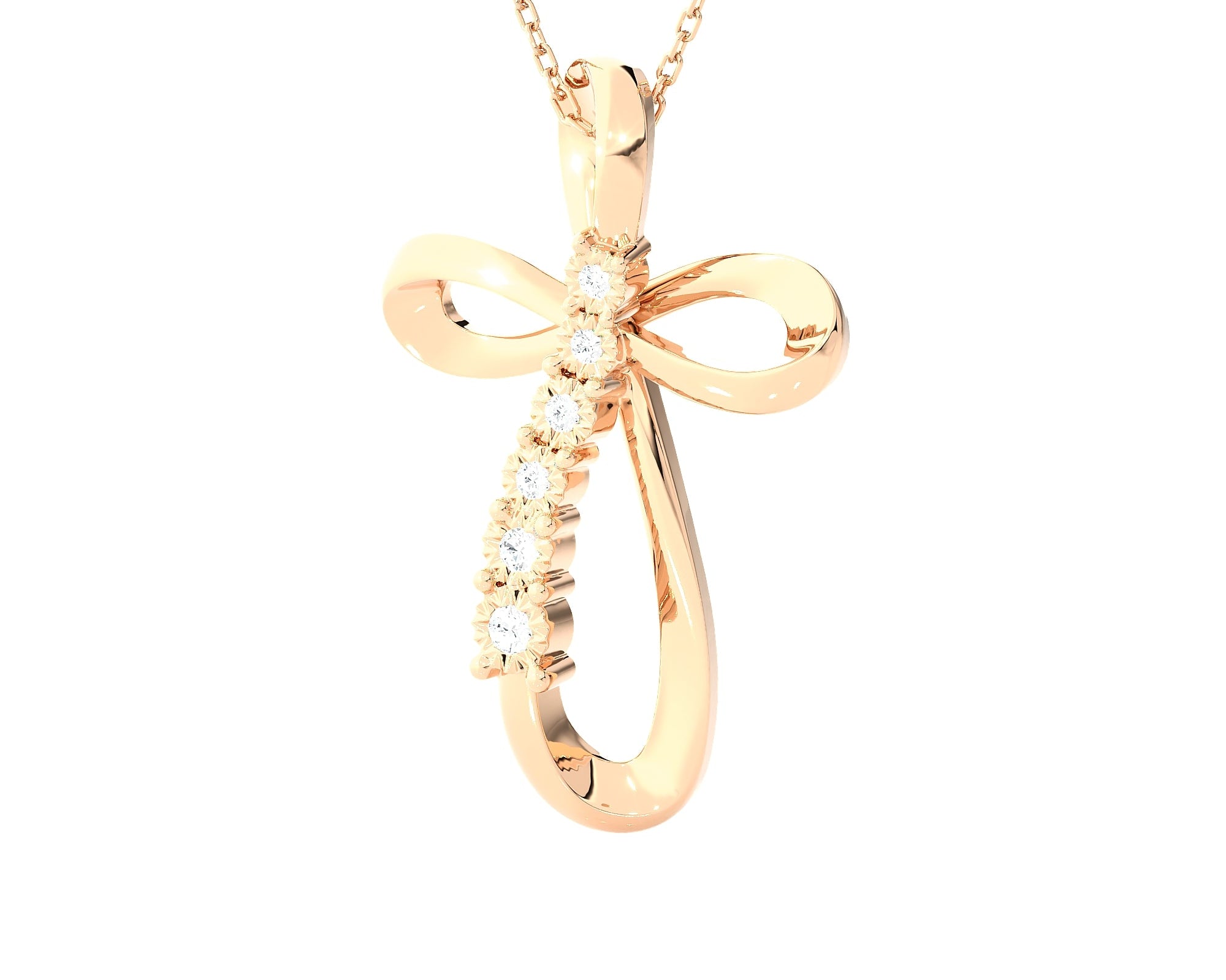 1/10ctw Round Lab Grown Diamond Cross Pendant