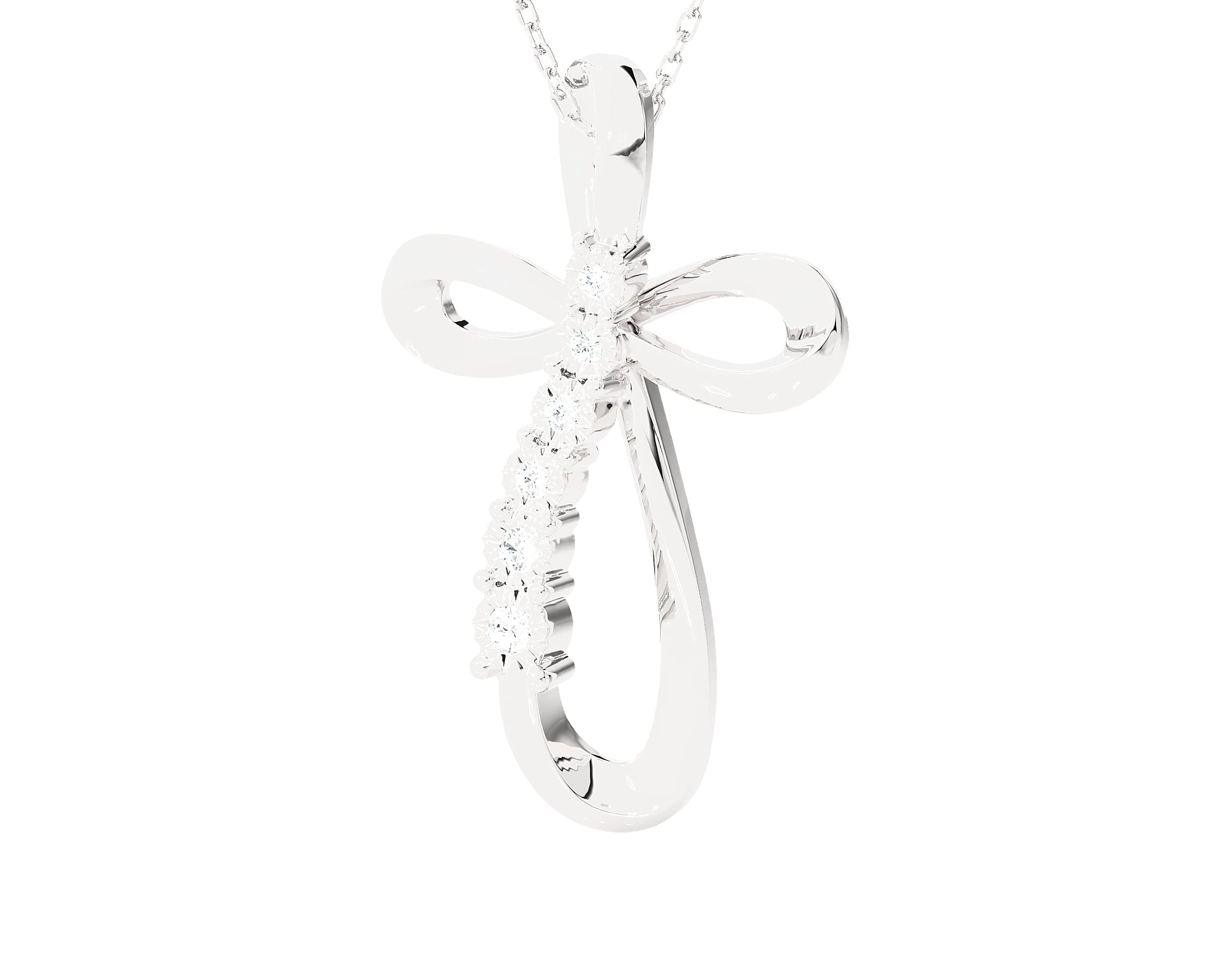 1/10ctw Round Lab Grown Diamond Cross Pendant