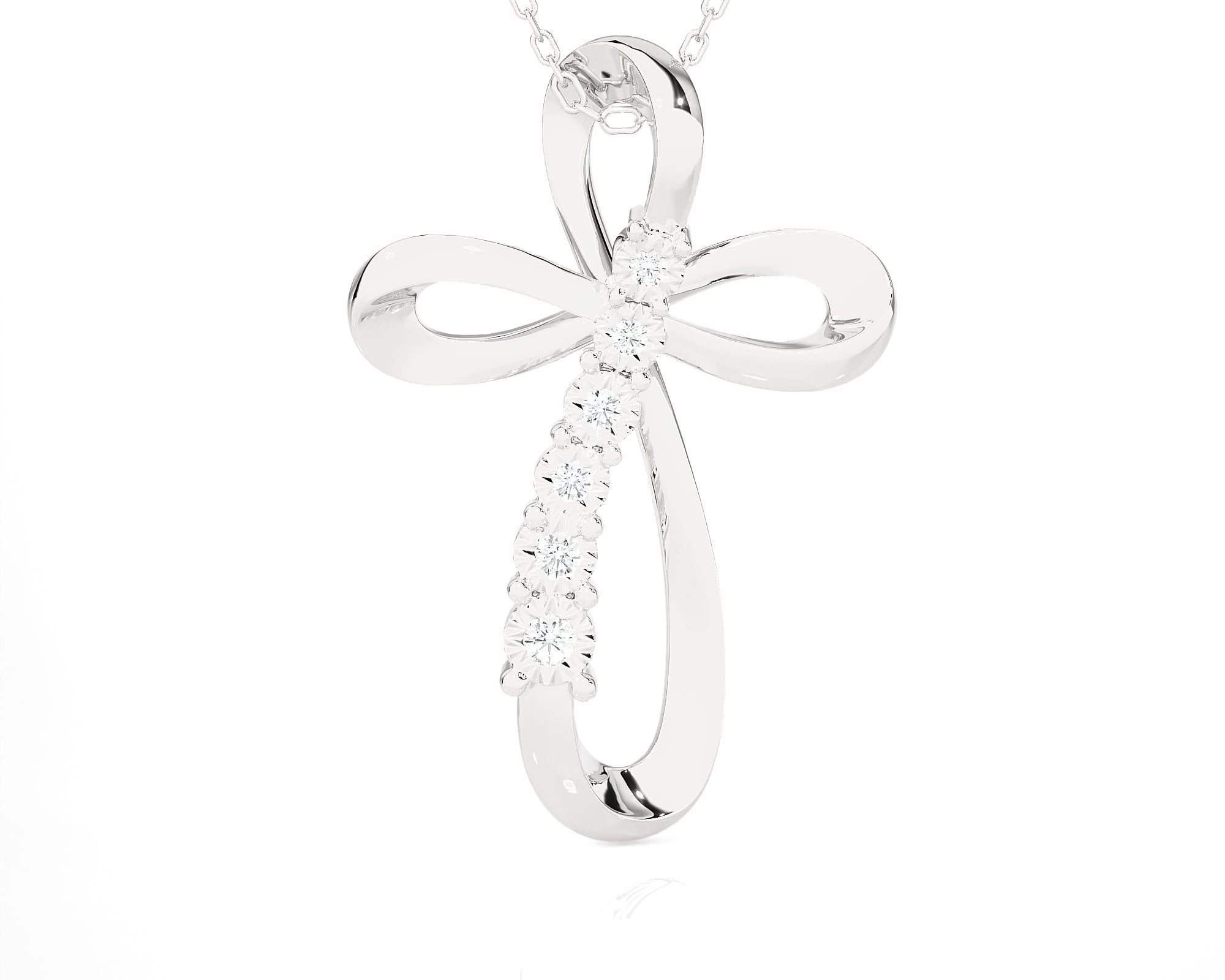 1/10ctw Round Lab Grown Diamond Cross Pendant