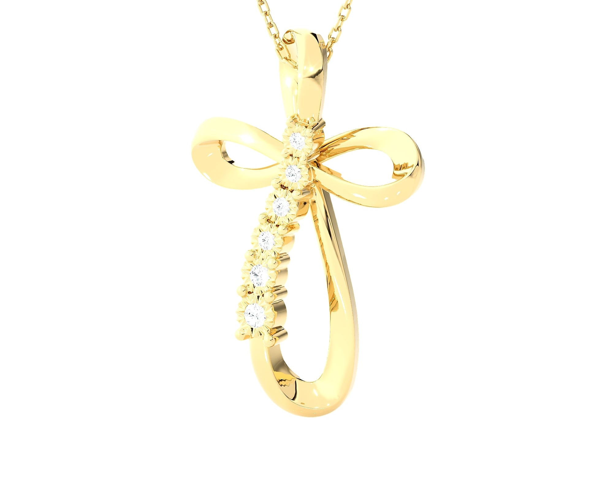 1/10ctw Round Lab Grown Diamond Cross Pendant