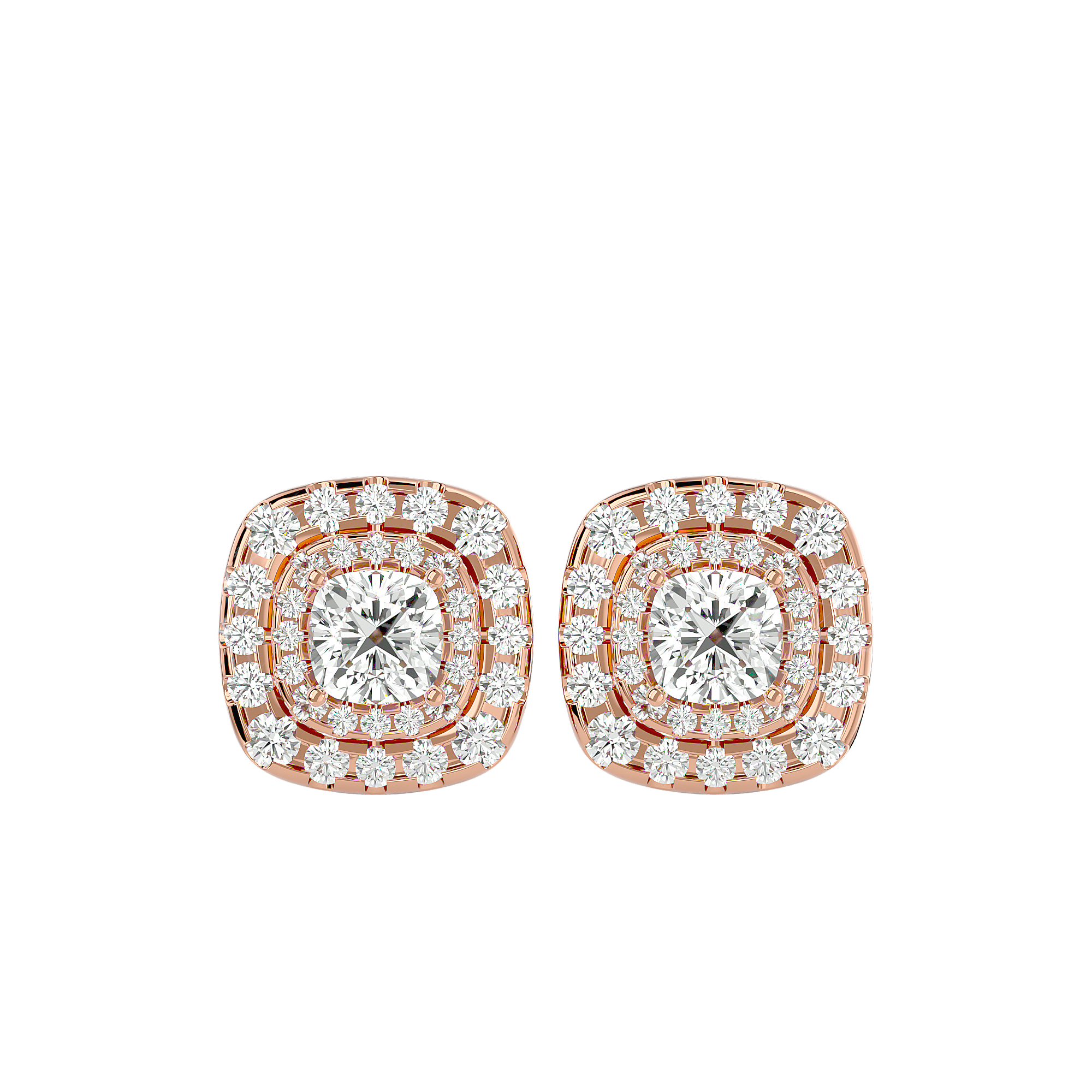 2 1/4 ctw Round Lab Grown Diamond Halo Stud Earrings