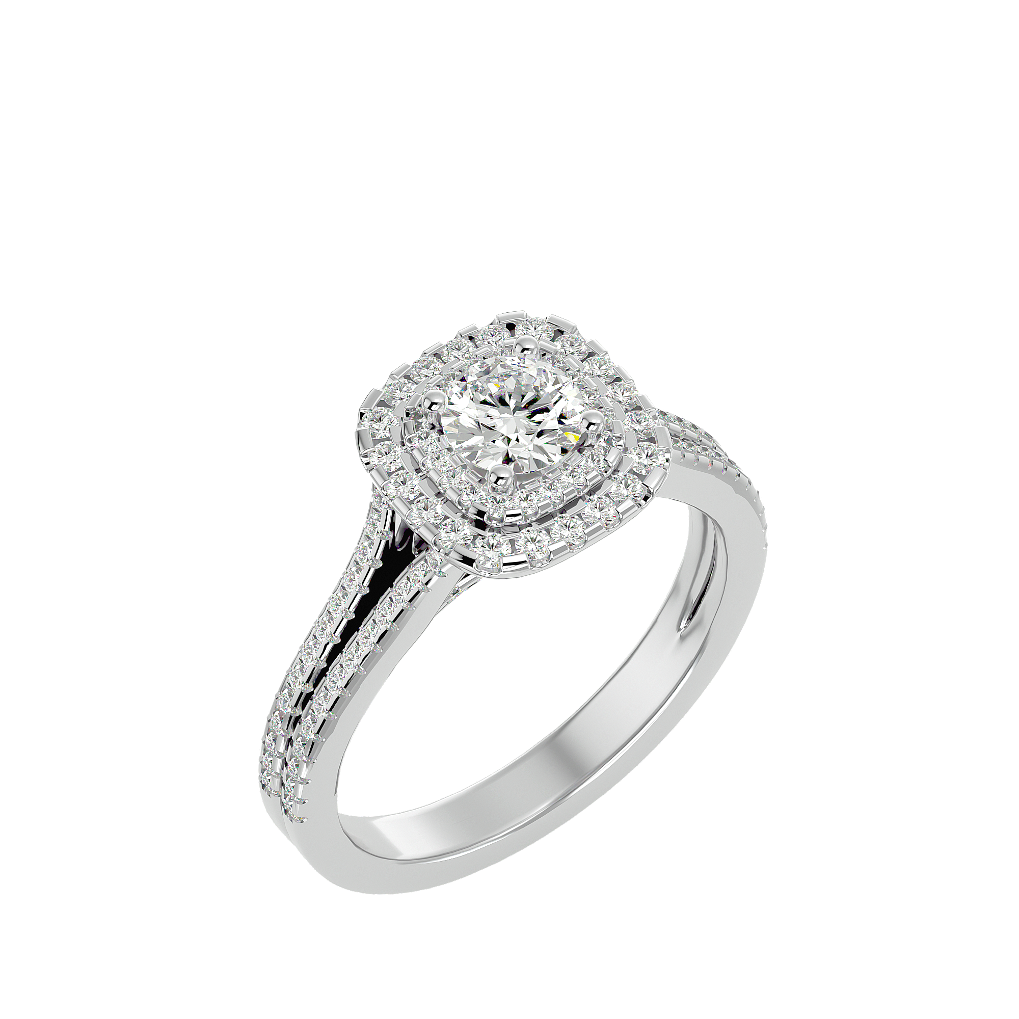 1 1/3 ctw Round Lab Grown Diamond Halo Engagement Ring