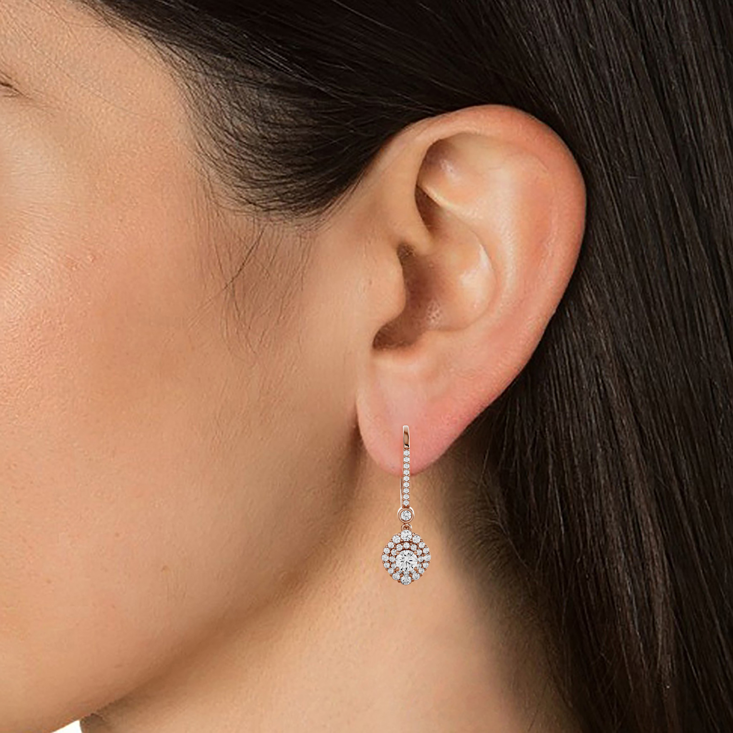 1 1/4 ctw Round Lab Grown Diamond Drop Earrings