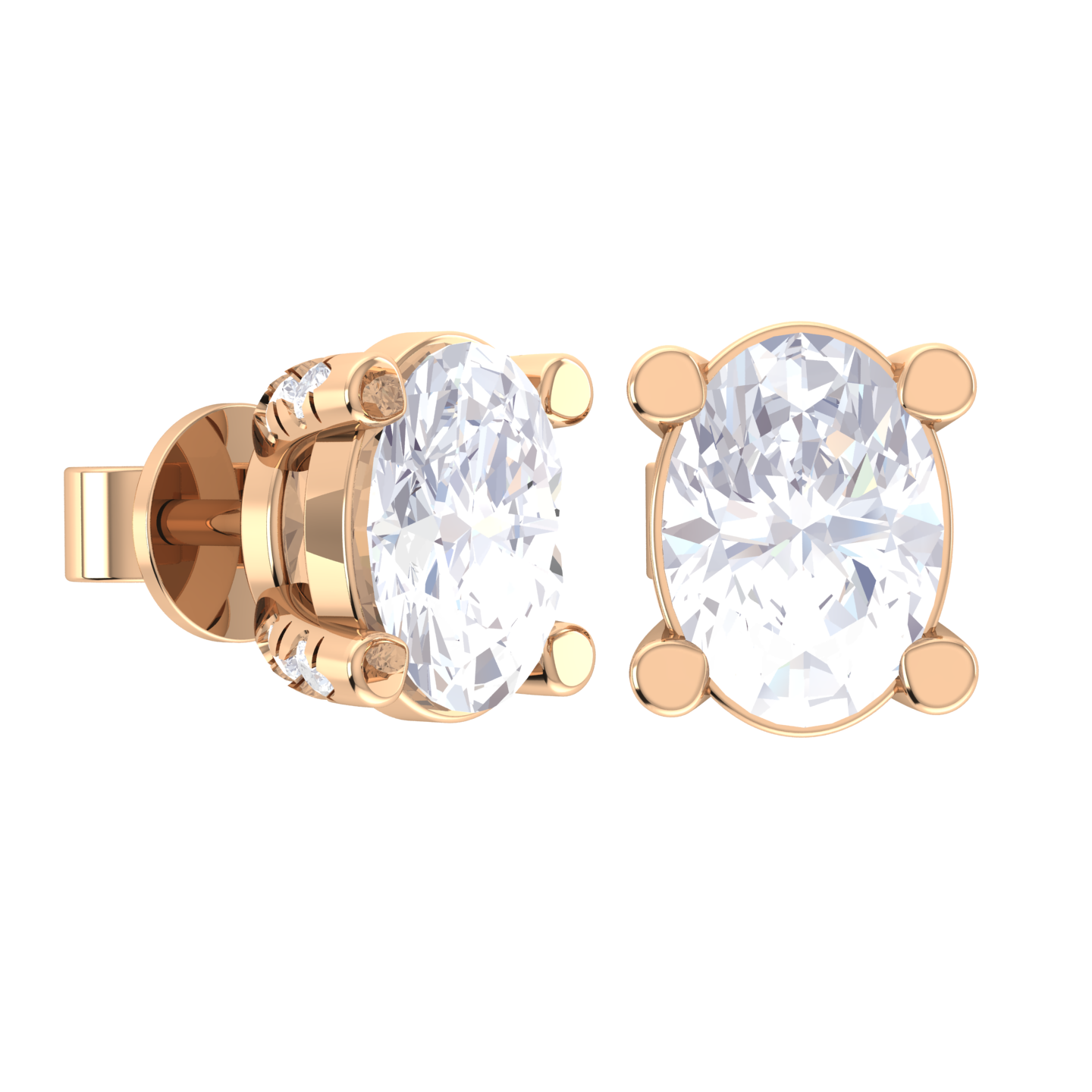 Oval Lab Grown Diamond Solitaire Stud Earrings