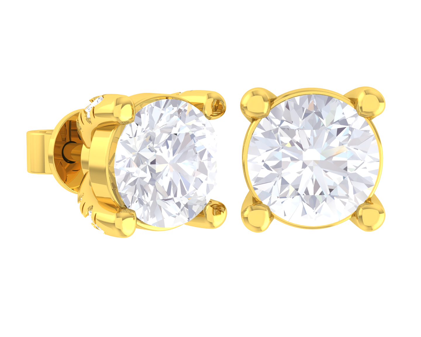 Round Lab Grown Diamond Solitaire Stud Earrings