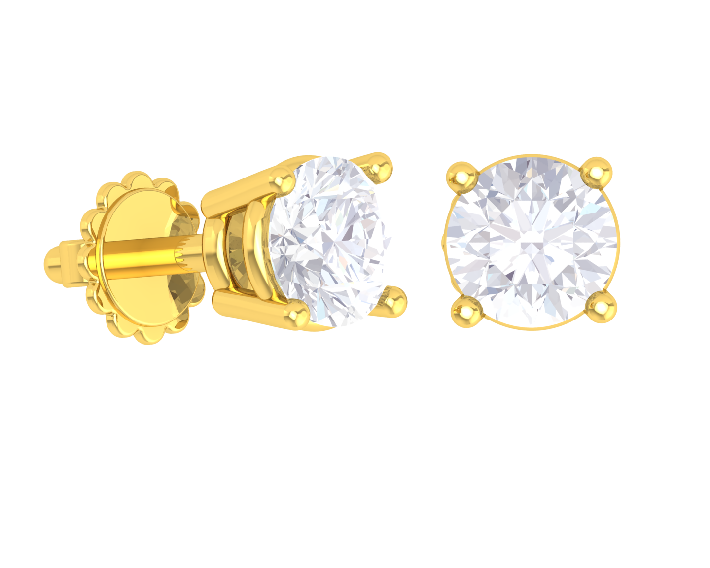 Round Lab Grown Diamond Solitaire Stud Earrings