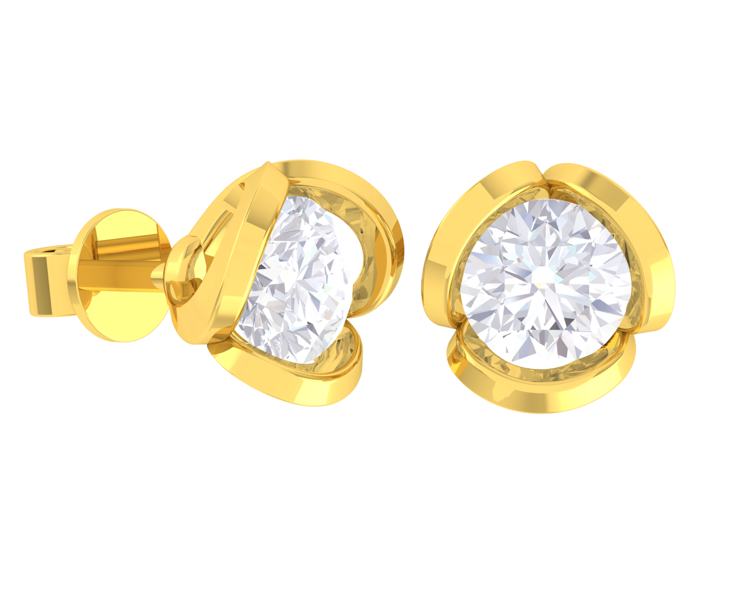 Round Lab Grown Diamond Solitaire Stud Earrings