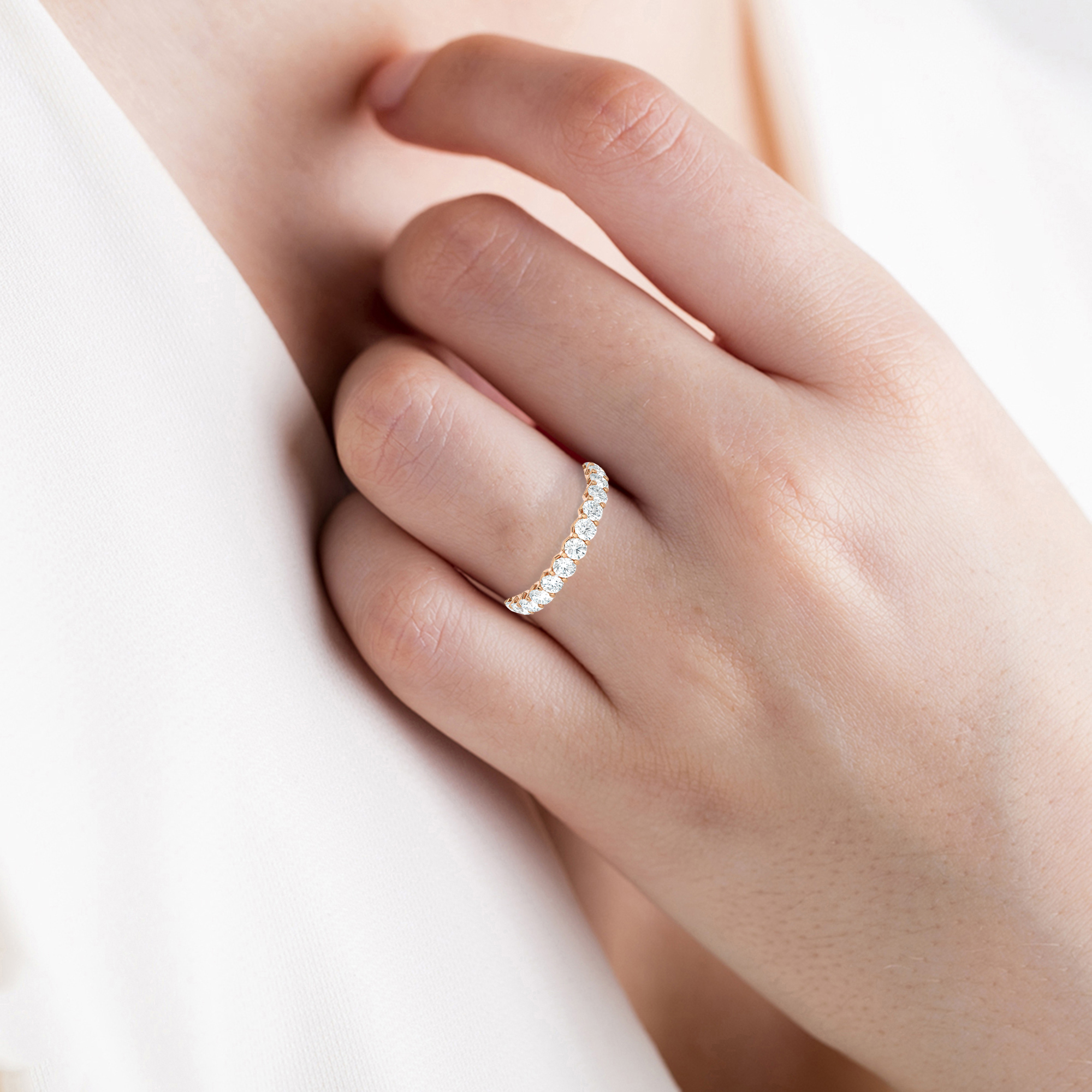 1 1/2 ctw Round Lab Grown Diamond V-Prong  Eternity Band