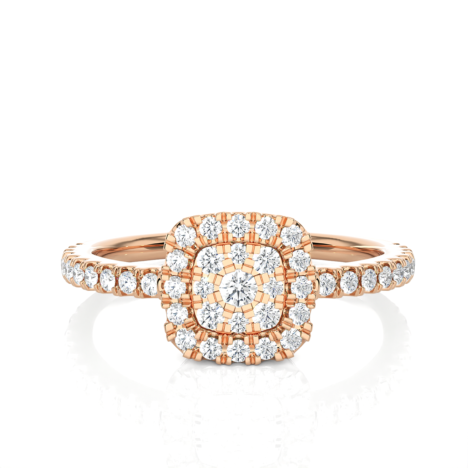 1/2 ctw Round Lab Grown Diamond Halo Engagement Ring