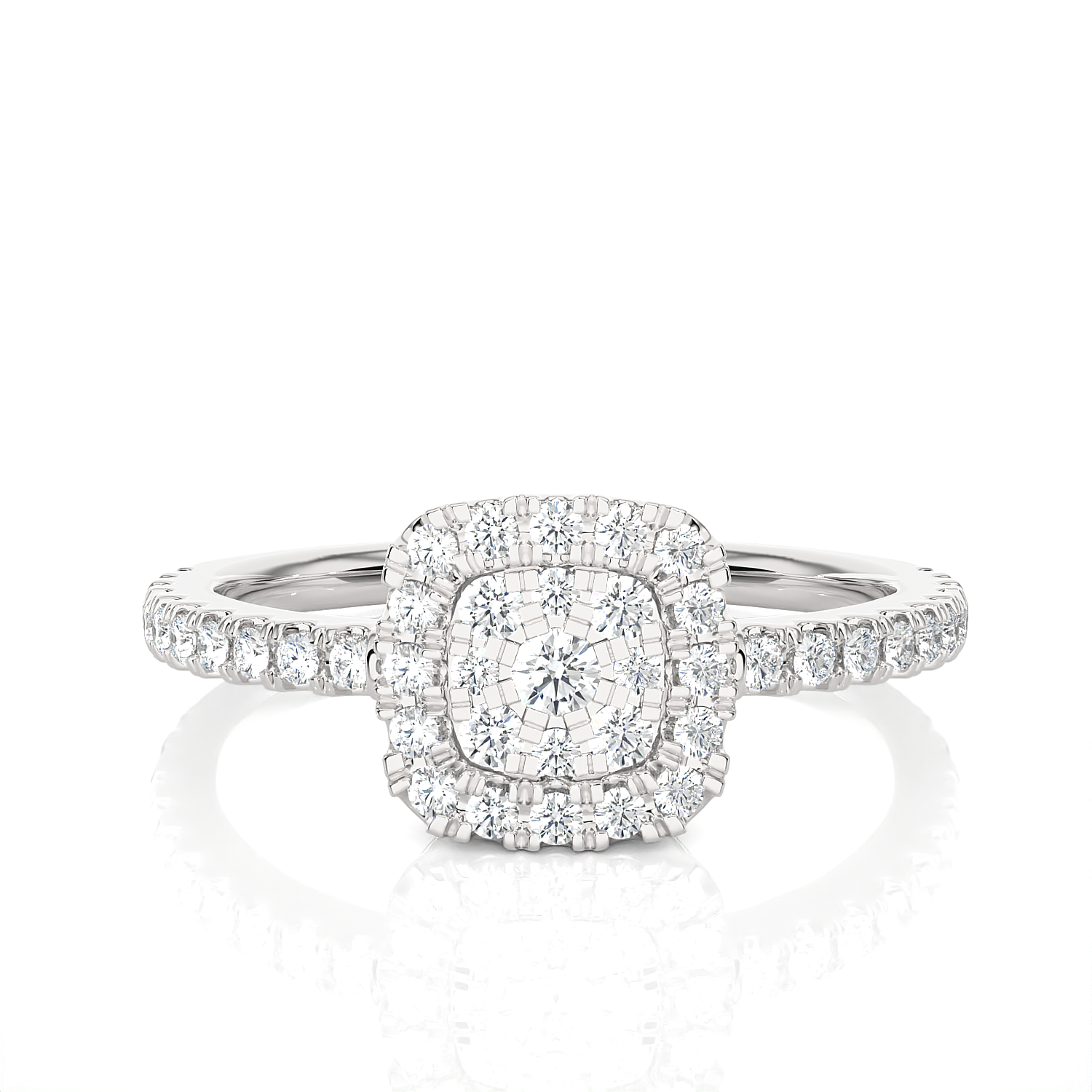 1/2 ctw Round Lab Grown Diamond Halo Engagement Ring