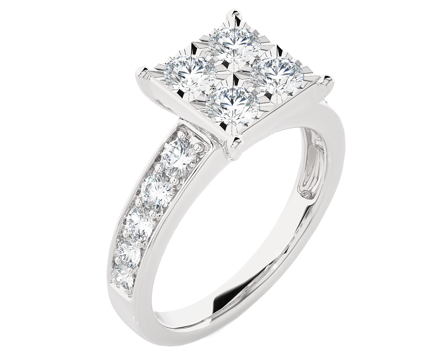 1 1/4 ctw Round Lab Grown Diamond Side Stone Engagement Ring