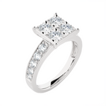 1 1/4 ctw Round Lab Grown Diamond Side Stone Engagement Ring