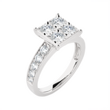 1 1/4 ctw Round Lab Grown Diamond Side Stone Engagement Ring