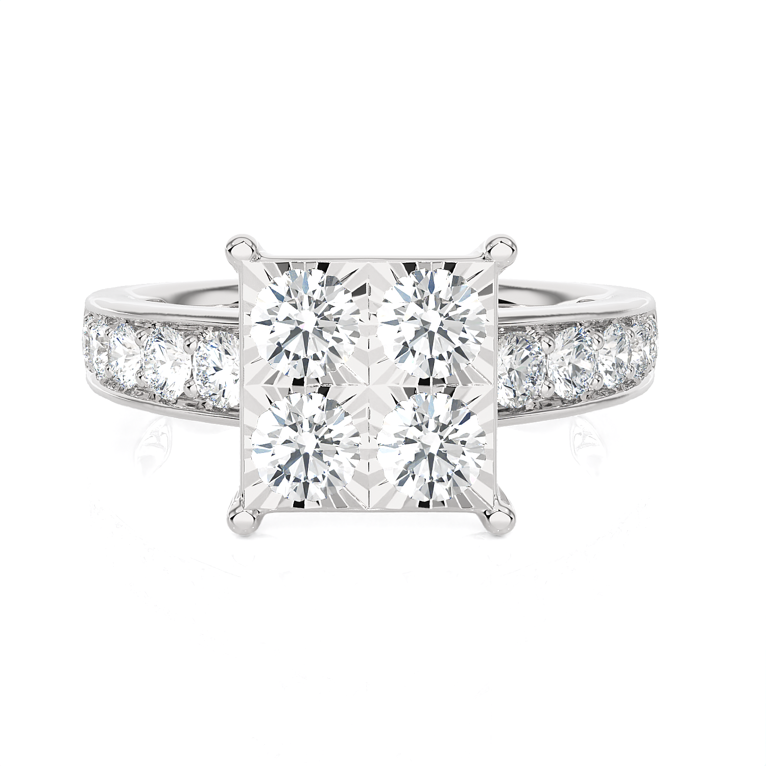 1 1/4 ctw Round Lab Grown Diamond Side Stone Engagement Ring
