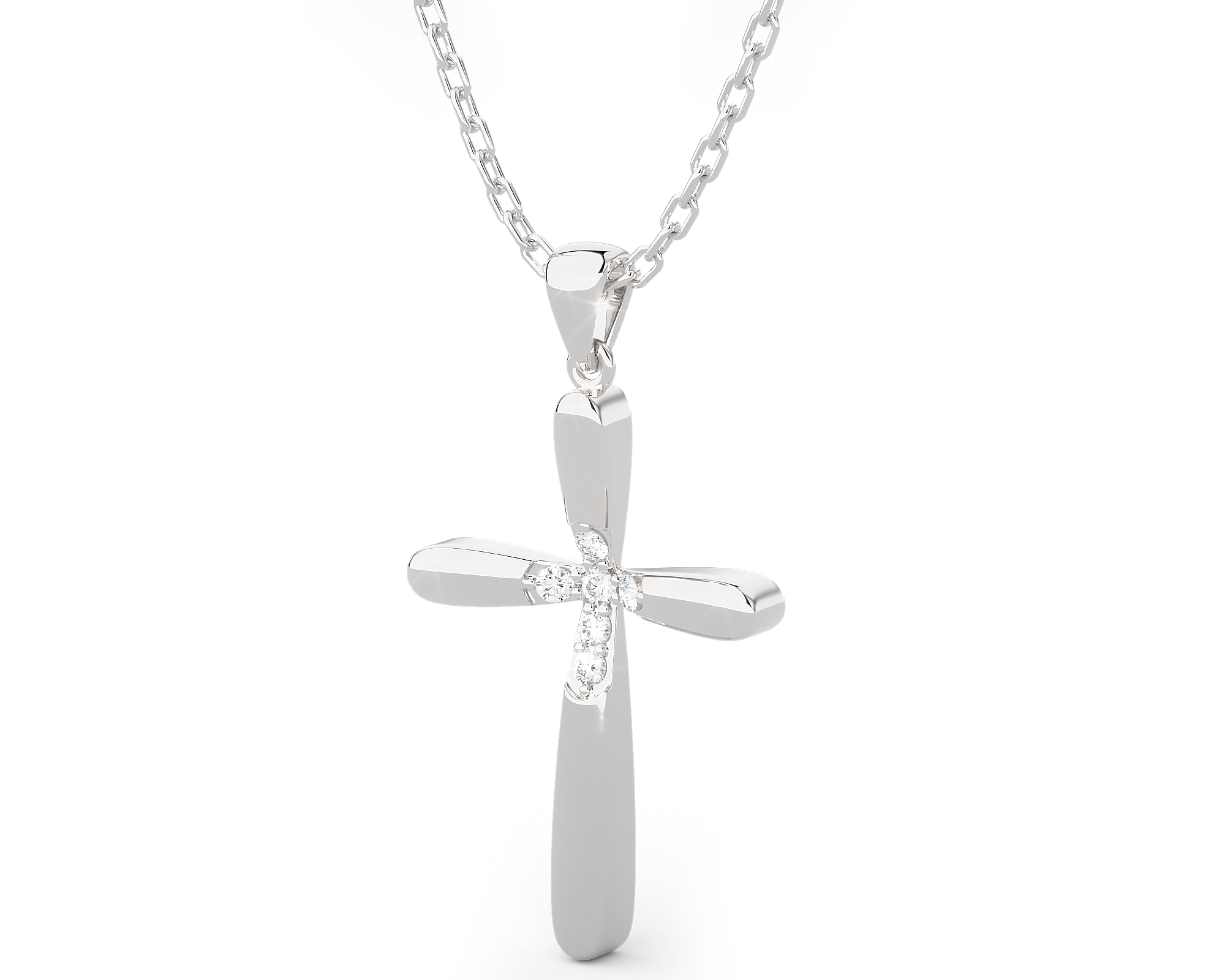 1/8  ctw Round Lab Grown Diamond Cross Pendant