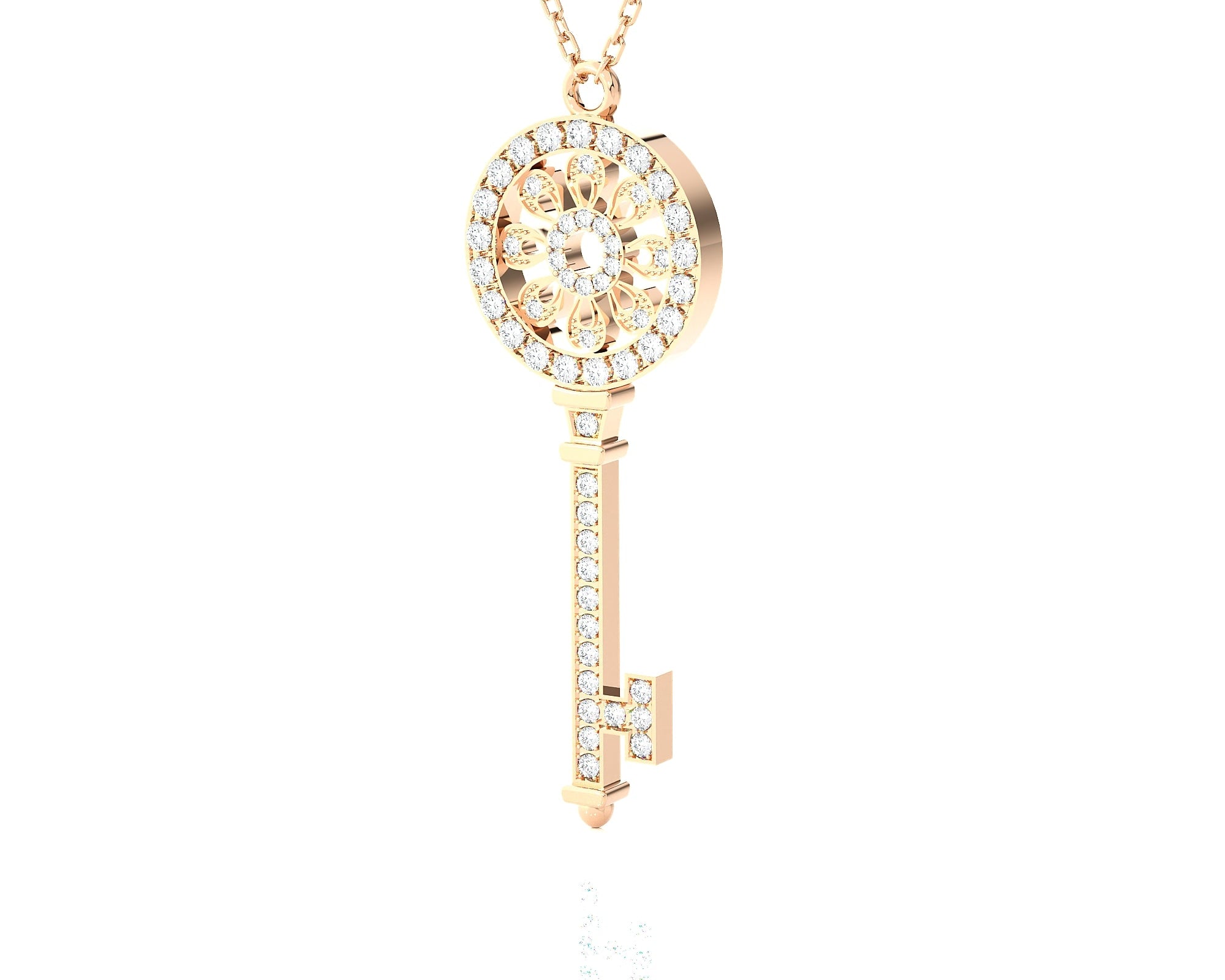 5/8 ctw Round Lab Grown Diamond Key Pendant